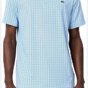 Lacoste Light Blue Geometric Print Polo